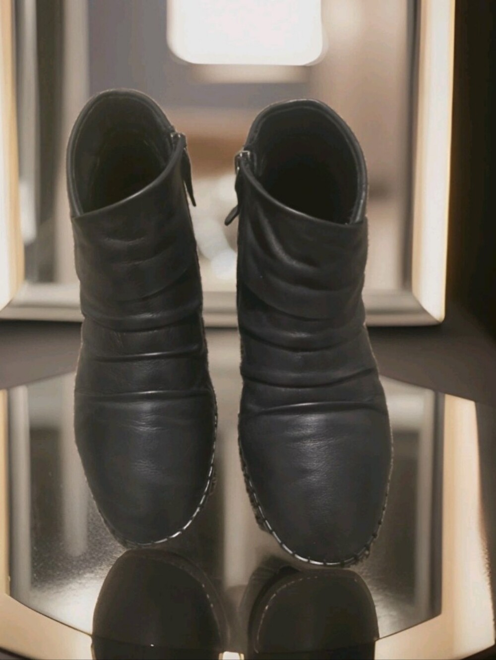 Black Spring Step side zip Soft Leather Booties Sz 8.5/39